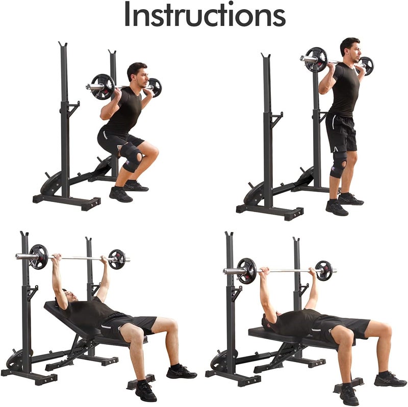 CANPA Adjustable Squat Rack Stand Multi-Function Barbell Rack Weight Lifting Gym Dumbbell Racks Home Gym Bench Press Rack Dumbbell Racks Stands 600Lbs - Image 5